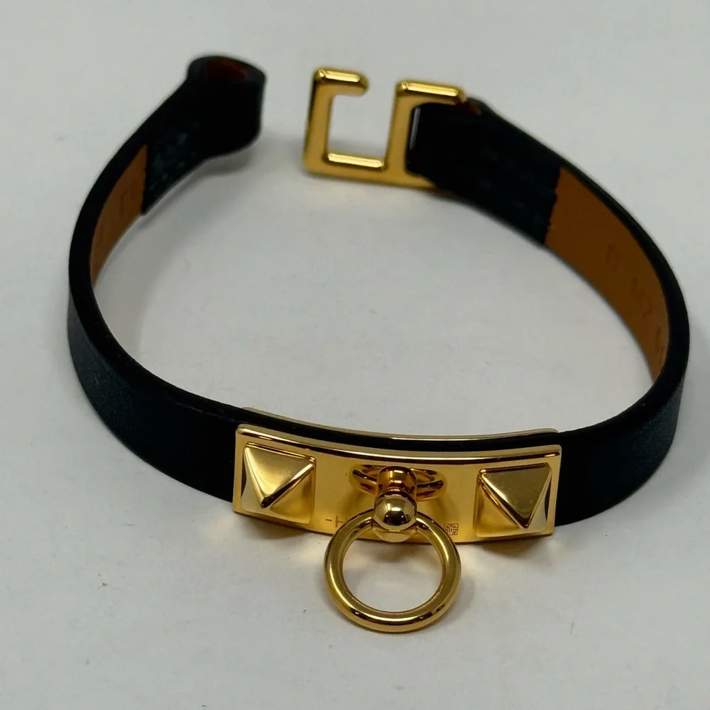 💯Authentic HERMES Rivale Mini Bracelet- deep black/blue - Picture 1 of 5